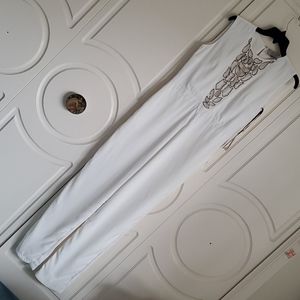 Sexy White Tall V cut with back slit Jumpsuit